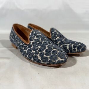 Ramon Tenza Designer Loafer Made in Spain Chenille Panther Spots Indigo 6.5